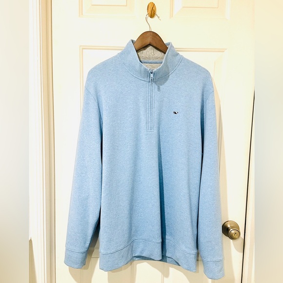 🐳 Vineyard Vines Men’s 1/4 Zip Cotton-blend Pullover Shirt, Size XL, Light Blue - Picture 2 of 6